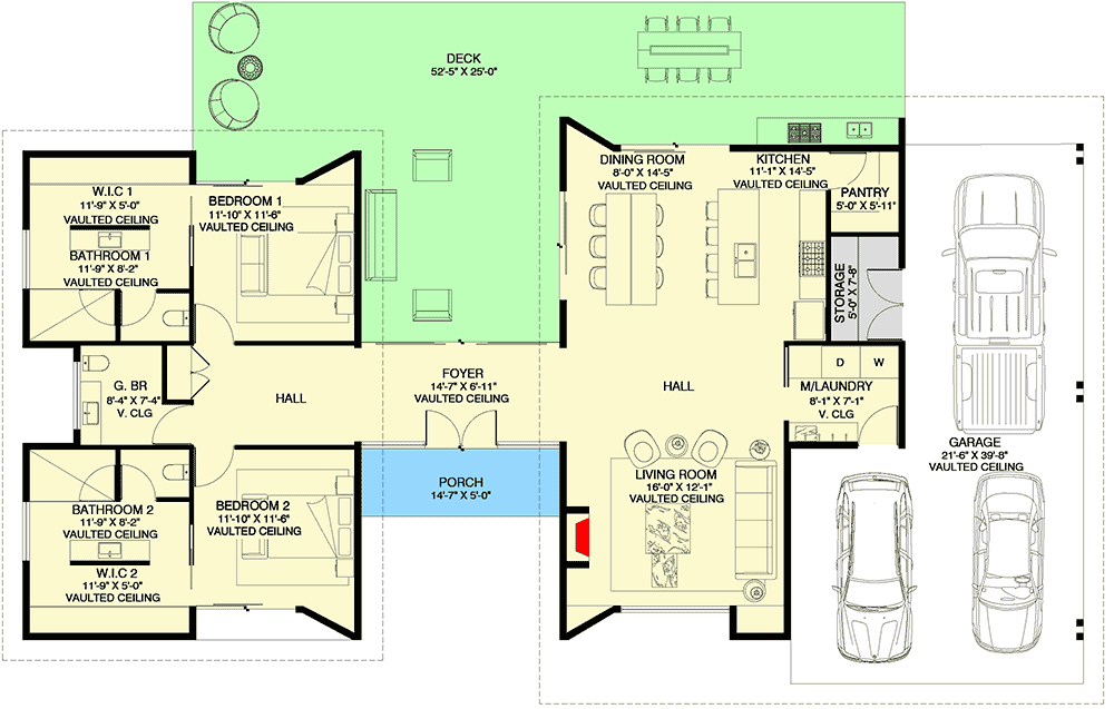 Plan 311009RMZ: 2-Bed Mid-Century Modern Home Plan with Outdoor Kitchen and  Carport - Floor Plan - Main Level - Contemporary, Mid Century Modern, Modern, Prairie