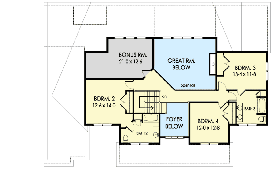 Plan 790104GLV: 4-Bed Country Home Plan with 2-story Great Room - Floor Plan - 2nd Floor - Country, Farmhouse, Modern Farmhouse, New American