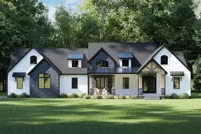 2061 Square Foot New American House Plan with Large Bonus Room - Architectural Designs
