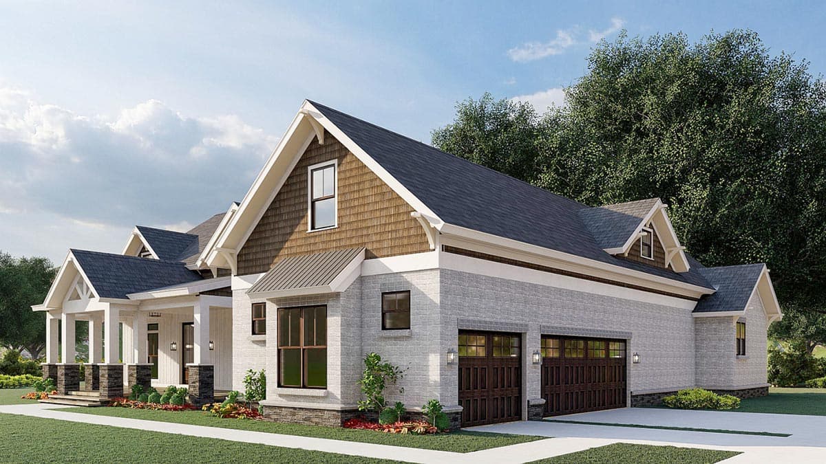 Plan 70801MK: 3-Bed Country Craftsman Home Plan with Large Bonus Room Above 3-Car Garage - Image #8 - Country, Craftsman, Mountain, New American