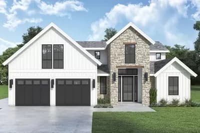 Two-Story Contemporary Country Home Plan with Main-Level Master Suite - 3168 Sq Ft