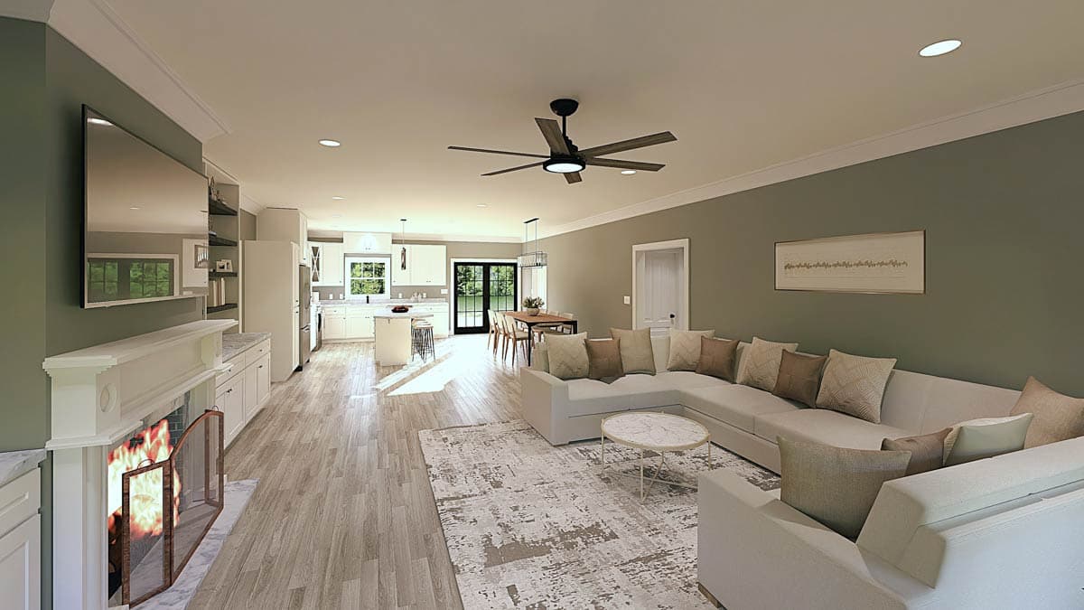 Plan 25027DH: Compact 4-Bed One-Story House Plan with Decorative Gable and a Home Office - 2352 Sq Ft - Image #7 - Country, Modern Farmhouse, Ranch, Traditional