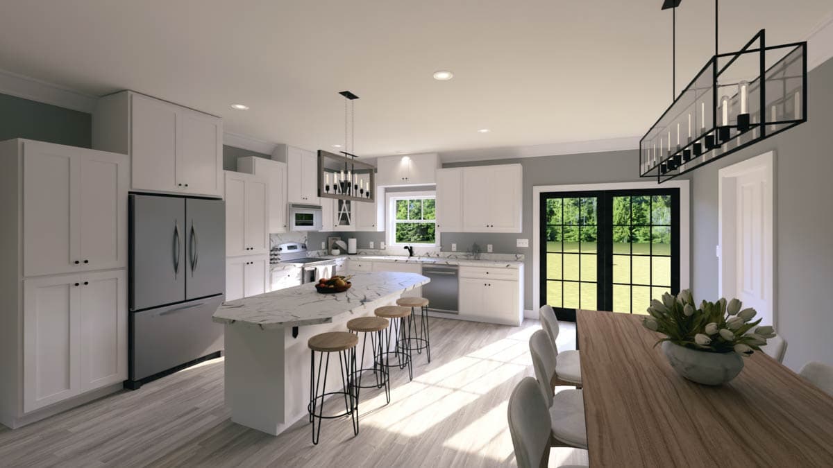 Plan 25027DH: Compact 4-Bed One-Story House Plan with Decorative Gable and a Home Office - 2352 Sq Ft - Image #8 - Country, Modern Farmhouse, Ranch, Traditional