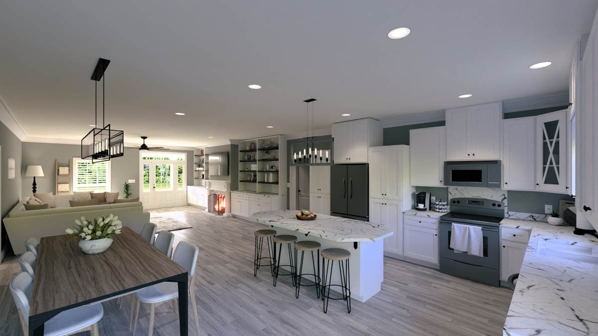 Plan 25027DH: Compact 4-Bed One-Story House Plan with Decorative Gable and a Home Office - 2352 Sq Ft - Image #9 - Country, Modern Farmhouse, Ranch, Traditional