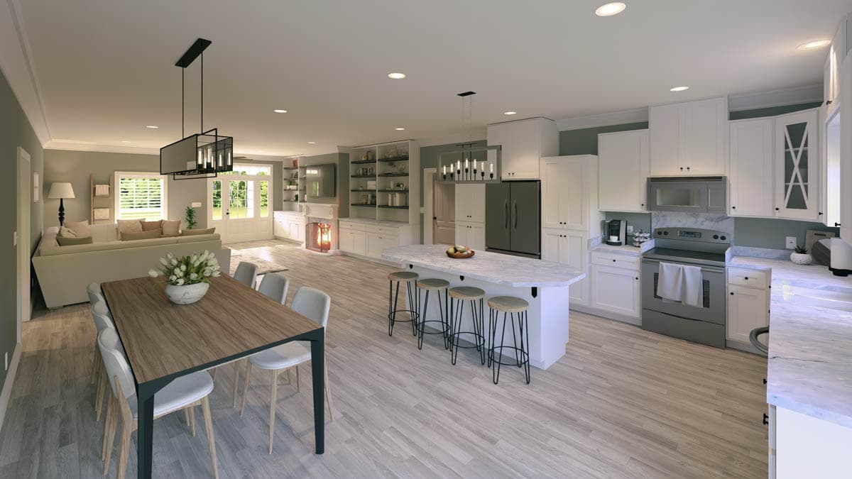 Plan 25027DH: Compact 4-Bed One-Story House Plan with Decorative Gable and a Home Office - 2352 Sq Ft - Image #11 - Country, Modern Farmhouse, Ranch, Traditional