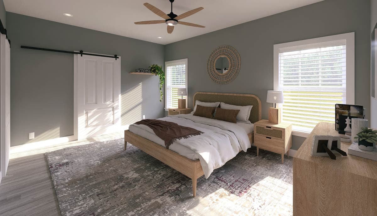 Plan 25027DH: Compact 4-Bed One-Story House Plan with Decorative Gable and a Home Office - 2352 Sq Ft - Image #12 - Country, Modern Farmhouse, Ranch, Traditional