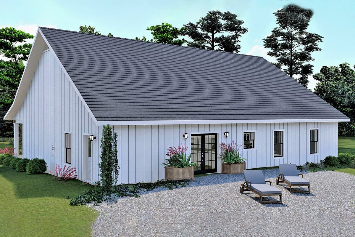 Plan 25027DH: Compact 4-Bed One-Story House Plan with Decorative Gable and a Home Office - 2352 Sq Ft - Image #5 - Country, Modern Farmhouse, Ranch, Traditional