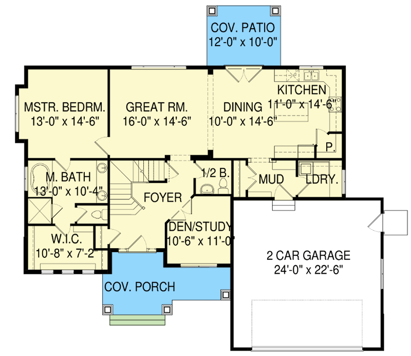 Plan 290145IY: Two-story New American Craftsman Home Plan with Optional 3-Bed Apartment Downstairs - Floor Plan - Main Level - Craftsman, European, New American