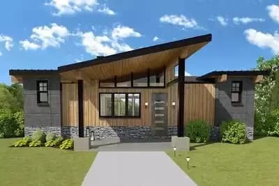 Modern Home Plan Designed with a Rear Sloping Lot in Mind