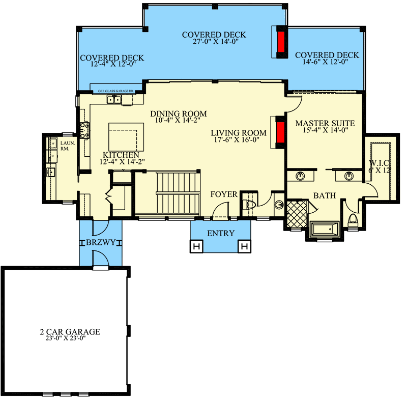 Plan 24126BG: Modern Prairie Home Plan with Impressive Outdoor Living Space - 2676 Sq Ft - Floor Plan - Main Level - Mid Century Modern, Modern, Mountain, Northwest, Prairie