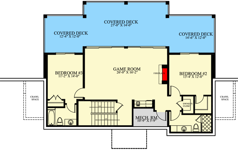 Plan 24126BG: Modern Prairie Home Plan with Impressive Outdoor Living Space - 2676 Sq Ft - Floor Plan - Lower Level - Mid Century Modern, Modern, Mountain, Northwest, Prairie