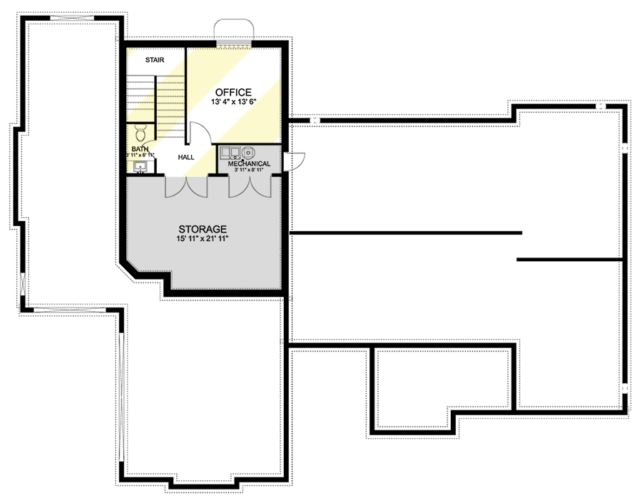 Plan 61376UT: One-level Mountain House Plan with Study and Optional Lower-level Office - Floor Plan - Optional Lower Level - Craftsman, Mountain, New American, Ranch
