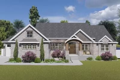 One-level Mountain House Plan with Study and Optional Lower-level Office