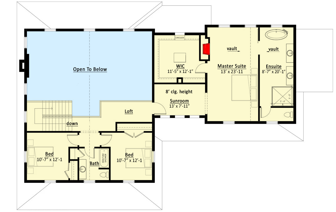Plan 270040AF: 3-Bed Farmhouse Plan with 2-Story Great Room and Upstairs Sunroom - Floor Plan - 2nd Floor - Country, Farmhouse, Modern Farmhouse, New American, Northwest, Traditional
