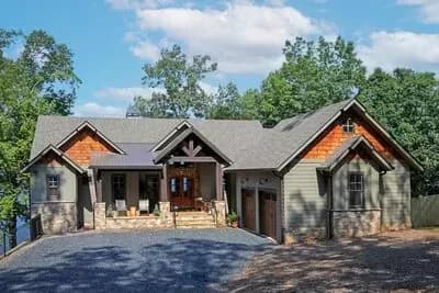 4-Bed Rugged Craftsman Home Plan for the Rear-sloping Waterfront or Mountain Lot