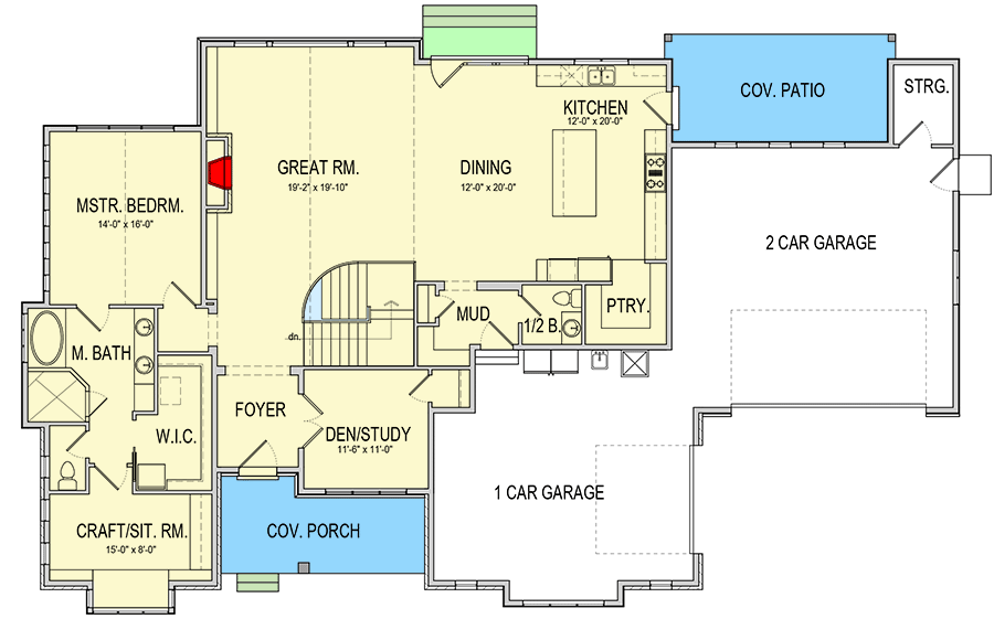 Plan 290107IY: New American Craftsman Home Plan with Craft Room off ...