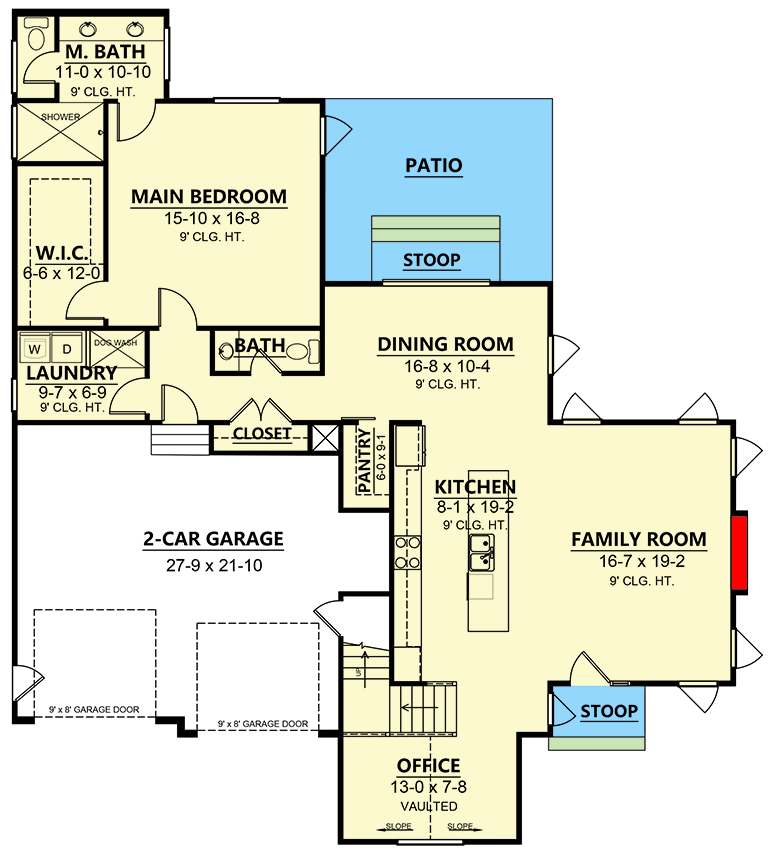 Plan 260007RVC: Contemporary House Plan with Main-level Master Bedroom - Floor Plan - Main Level - Contemporary, New American, Northwest, Scandinavian, Transitional