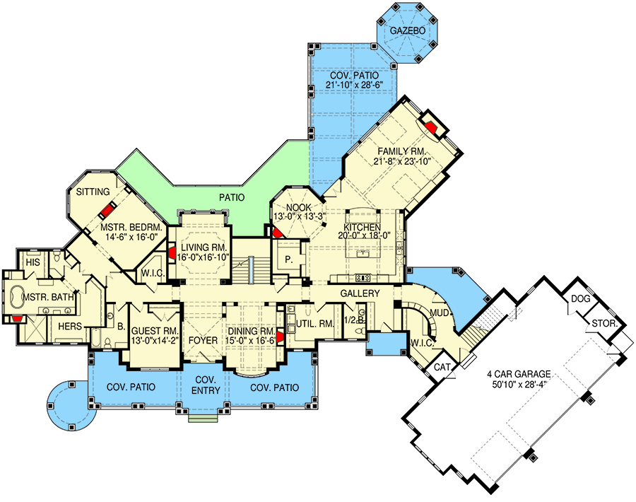 Plan 290120IY: Stunning Modern Farmhouse Plan with Bonus Room over 4-Car Garage - Floor Plan - Main Level - Country, Farmhouse, Modern Farmhouse, New American