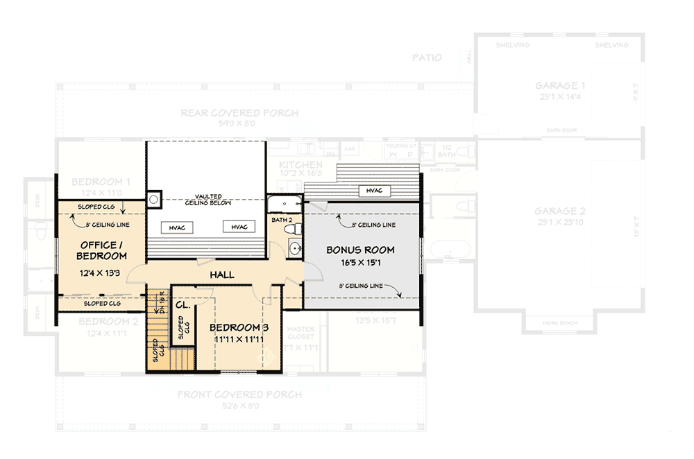 Plan 28943JJ: 3-4 Bedroom Country Home Plan with Bonus Room Upstairs - Floor Plan - 2nd Floor - Country, Farmhouse, Modern Farmhouse, Traditional