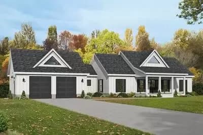 Modern Farmhouse Ranch Home Plan with a Bonus Room and Walkout Basement