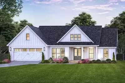 3-Bed Modern Farmhouse Plan with Just Over 1,800 Square Feet Of Living Space and a Home Office