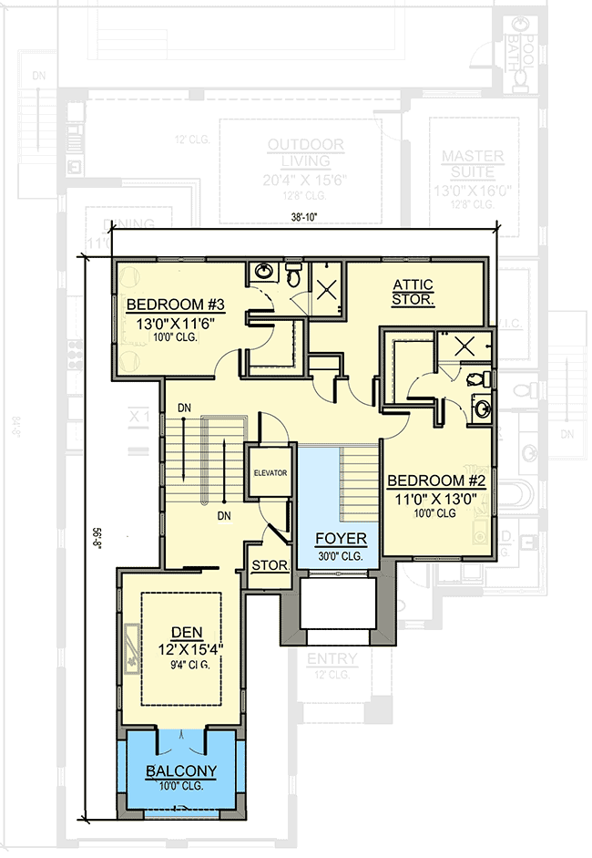 Plan 65629BS: Contemporary Beach House Plan with Pool Concept - Floor Plan - 2nd Floor - Coastal, Contemporary, European, Florida-Style, Mediterranean, Transitional