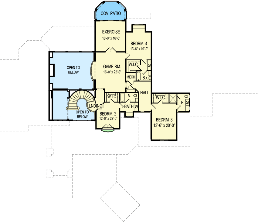 Plan 290110IY: Luxury French Country Home Plan with Courtyard and Indoor Pool  - Floor Plan - 2nd Floor - European, French Country