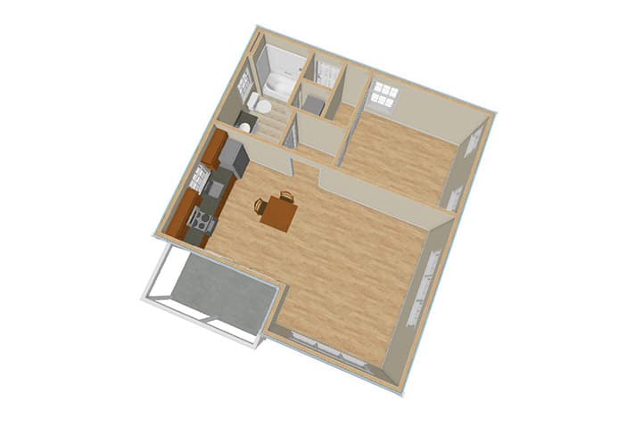 Plan 560005TCD: Small House Plan with Open Layout - Floor Plan - First Floor - Birdseye View - Cottage, Country, Traditional, Vacation