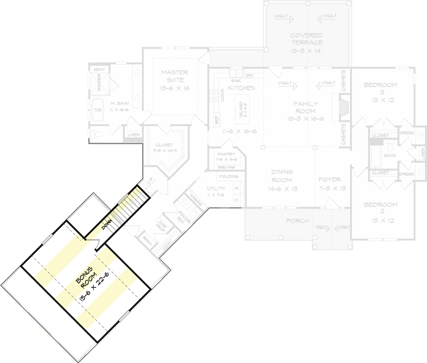 Plan 360077DK: Craftsman House Plan with Angled Garage Under 2,200 Square Feet - Floor Plan - 2nd Floor - Country, Craftsman, Northwest, Ranch, Traditional