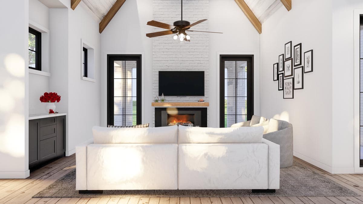 Plan 70802MK: Modern European-style Transitional Home Plan with Porte Cochere and 2-Story Great Room - 2782 Sq Ft - Image #5 - European, Southern, Transitional