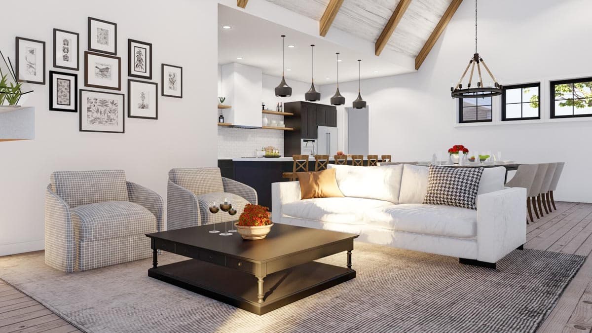 Plan 70802MK: Modern European-style Transitional Home Plan with Porte Cochere and 2-Story Great Room - 2782 Sq Ft - Image #6 - European, Southern, Transitional