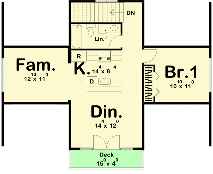 Plan 62335DJ: 1206 Sq Ft 3-Car Garage with 765 Sq Ft Apartment and Deck Above - Floor Plan - 2nd Floor - Carriage, Country, Craftsman, New American