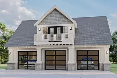 1206 Sq Ft 3-Car Garage with 765 Sq Ft Apartment and Deck Above