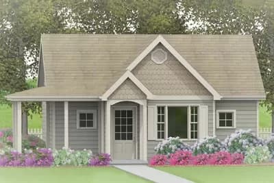 Tiny House Plan with ADU Potential and a Partial Wraparound Porch