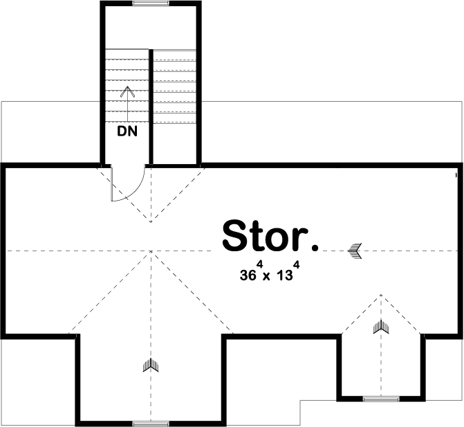 Plan 62343DJ: 3-Car Detached Garage with Vaulted Storage Space Above - Floor Plan - Attic Space