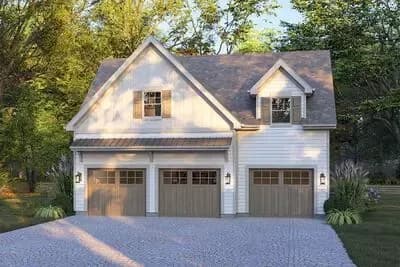 3-Car Detached Garage with Vaulted Storage Space Above