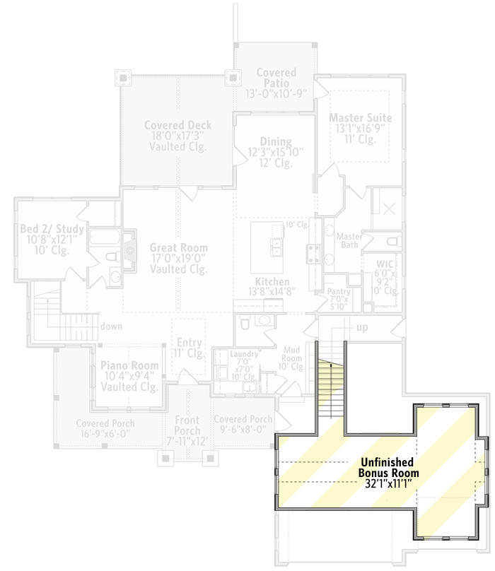 Plan 95113RW: New American Craftsman Home Plan with Piano Room and Optional Lower Level - Floor Plan - Optionally Finished Bonus Room Over Garage - Country, Craftsman, Mountain, New American, Rustic