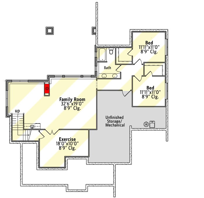 Plan 95113RW: New American Craftsman Home Plan with Piano Room and Optional Lower Level - Floor Plan - Optionally Finished Lower Level - Daylight Foundation - Country, Craftsman, Mountain, New American, Rustic