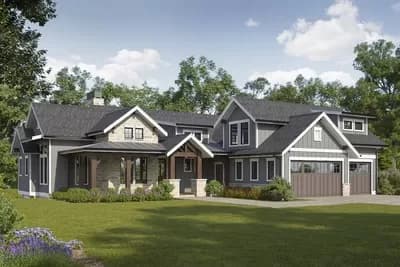 New American Craftsman Home Plan with Piano Room and Optional Lower Level