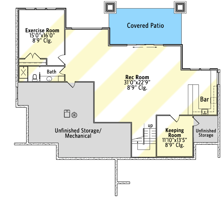 Plan 95115RW: New American Mountain House Plan with Vaulted Ceiling and Walk-out Basement - Floor Plan - Lower Level - Country, Craftsman, Mountain, New American