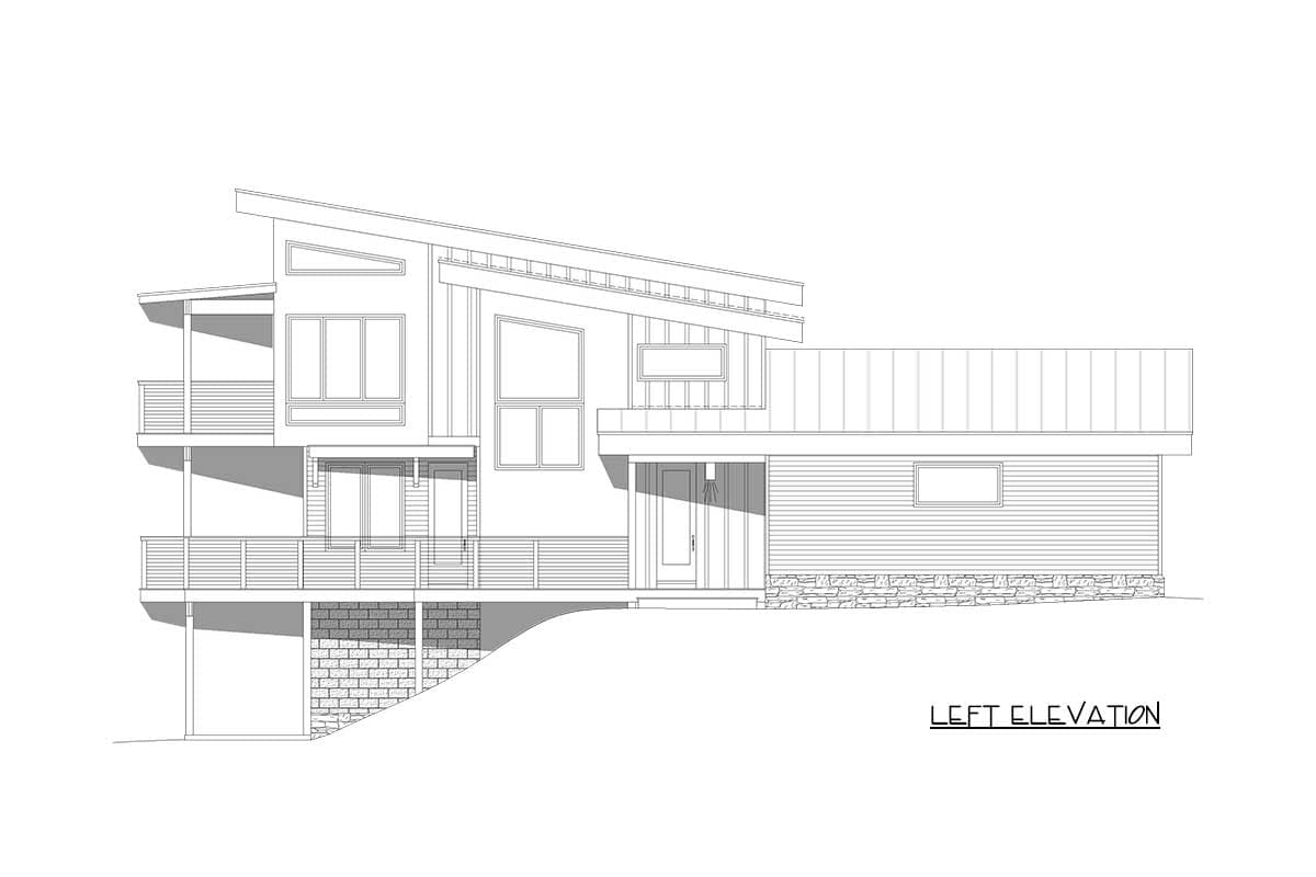 Plan 68753VR: Mid-Century Modern Mountain House Plan for Rear Sloped Lot - 2318 Sq Ft - Image #6 - Mid Century Modern, Modern, Mountain, Northwest