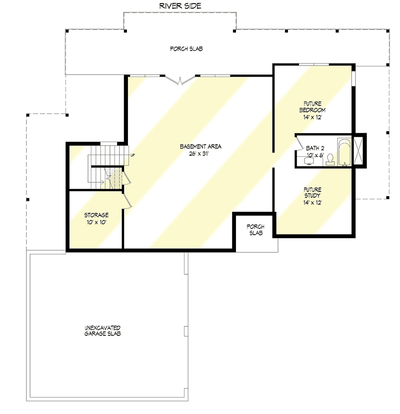 Plan 68753VR: Mid-Century Modern Mountain House Plan for Rear Sloped Lot - 2318 Sq Ft - Floor Plan - Lower Level - Mid Century Modern, Modern, Mountain, Northwest