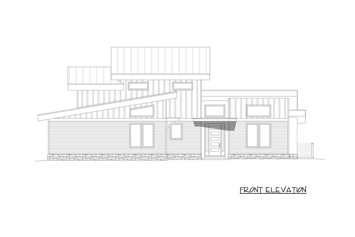 Plan 68753VR: Mid-Century Modern Mountain House Plan for Rear Sloped Lot - 2318 Sq Ft - Image #5 - Mid Century Modern, Modern, Mountain, Northwest