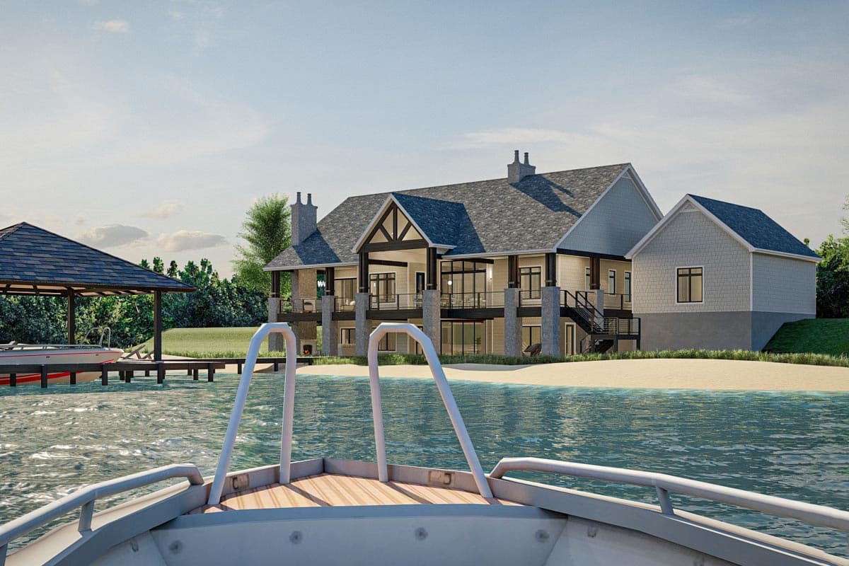 Plan 62345DJ: New American Lake House Plan with Full Wraparound Deck and Split Garages - 2435 Sq Ft - Image #9 - Country, Craftsman, Mountain, New American, Ranch, Traditional