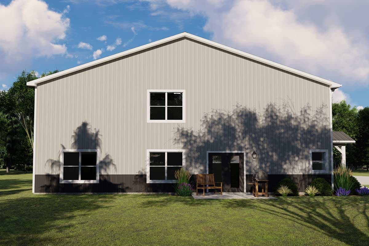 Plan 135040GRA: Simple Barndominium with Massive Garage Space with Loft Overlook - Image #4 - Barndominium, Traditional