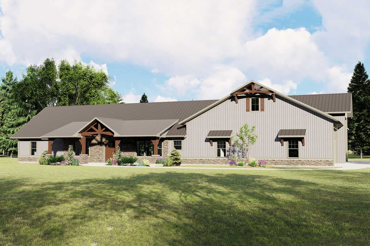 Plan 135044GRA: Barn-Inspired Country Home Plan with 5-Bay Garage - 2016 Sq Ft - Image #7 - Barndominium, Country, Craftsman