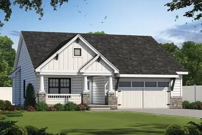 One Story New American Home Plan with Lower Level Family Room and Wine Cellar - 2506 Sq Ft
