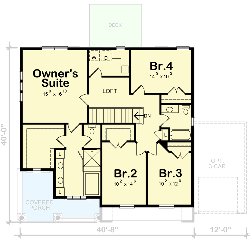Plan 42670DB: 4-Bed Craftsman Home Plan with a Shingle Exterior - Floor Plan - 2nd Floor - Craftsman, Northwest, Prairie, Traditional