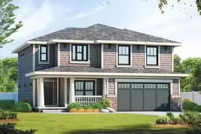 4-Bed Craftsman Home Plan with a Shingle Exterior