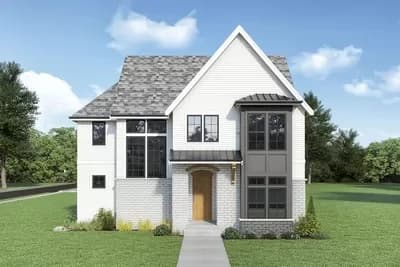 European Craftsman House Plan with Den and Covered Porch